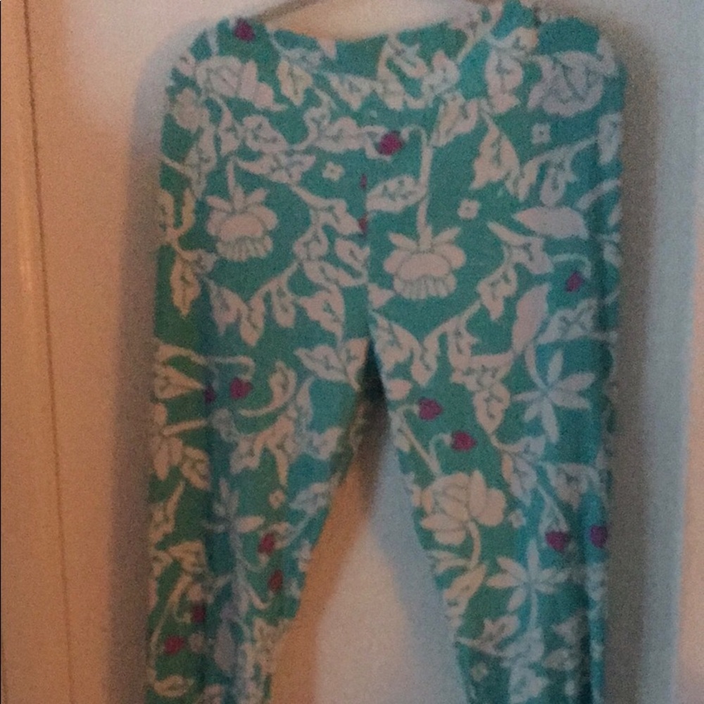 LuLaRoe TC2 Leggings. Teal with White Flowers XL